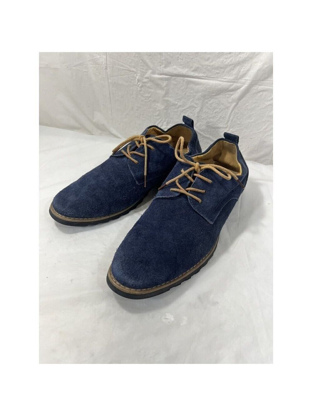 iLoveSIA Men's Blue Suede Tan Accents Oxford Shoes Sz 9 - Picture 13 of 16
